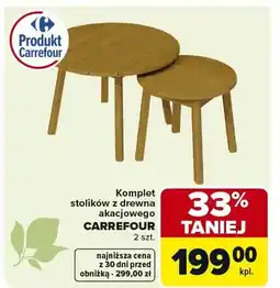 Carrefour Komplet stolików z drewna akacjowego Carrefour oferta