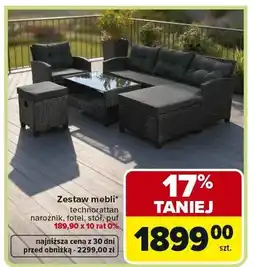 Carrefour Zestaw mebli technorattan narożnik, fotel, stół, puf oferta