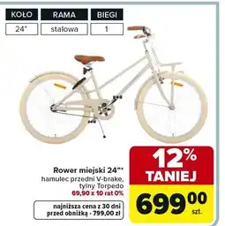Carrefour Rower miejski 24 hamulec przedni V-brake, tylny Torpedo oferta