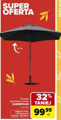 Carrefour Parasol ogrodowy prosty Carrefour z korbką oferta