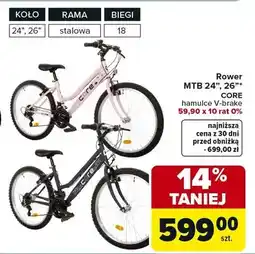 Carrefour Rower MTB 24, 26 Core hamulce V-brake oferta