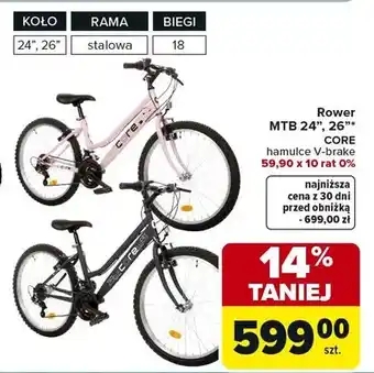Rower MTB 24, 26 Core hamulce V-brake