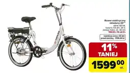 Carrefour Rower elektryczny składany 20 silnik 180 W, bateria 7,8 AH, 24 V, zasięg maks. ok. 40 km oferta