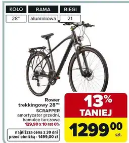 Carrefour Rower trekkingowy 28 Scrapper amortyzator przedni, hamulce tarczowe 129,90 x 10 rat 0% oferta