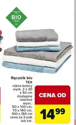 Carrefour Ręcznik bio Tex różne kolory oferta