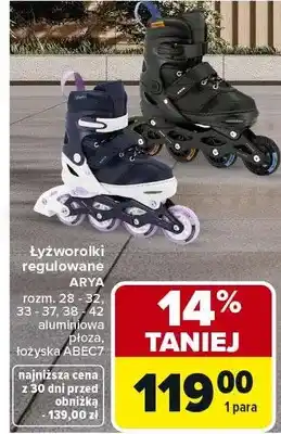 Łyżworolki regulowane Arya rozm. 29 - 33, 33 - 37, 38 - 42 aluminiowa płoza, łożyska Abec9