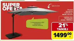Carrefour Parasol ogrodowy rozkładany z oświetleniem LED zasilanym baterią solarną oferta