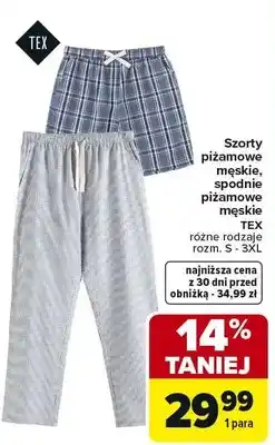 Carrefour Szorty piżamowe męskie, spodnie piżamowe męskie różne rodzaje rozm. S - 3XL oferta