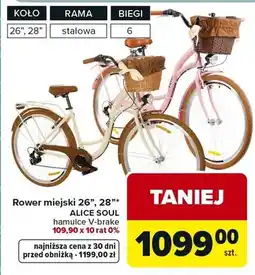 Carrefour Rower miejski 26, 28 Alice Soul hamulce V-brake 109,90 x 10 rat 0% oferta