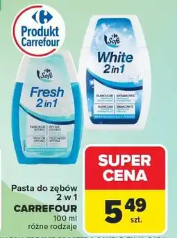 Carrefour Pasta do zębów 2 w 1 różne rodzaje oferta