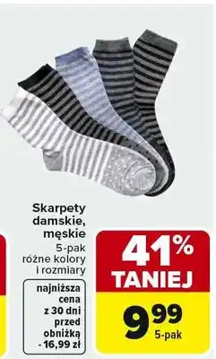 Carrefour Skarpety damskie, męskie 5-pak różne kolory i rozmiary oferta