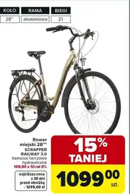 Carrefour Rower miejski 28 Scrapper Railway 3.0 hamulce tarczowe hydrauliczne oferta
