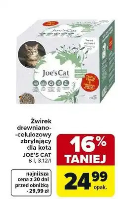 Carrefour Żwirek drewniano-celulozowy zbrylający dla kota 8 l, 3,l/zł oferta