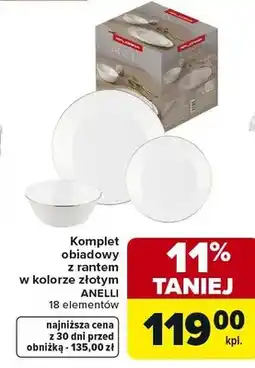 Carrefour Komplet obiadowy z rantem w kolorze złotym Anelli oferta