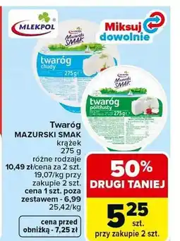 Carrefour Twaróg mazurski smak krążek różne rodzaje oferta
