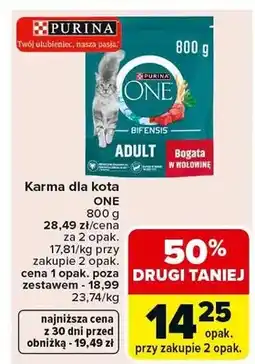 Carrefour Karma dla kota One Adult bogata w wołowinę oferta