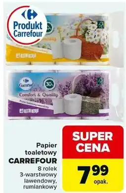 Carrefour Papier toaletowy 8 rolek 3-warstwowy lawendowy, rumiankowy oferta