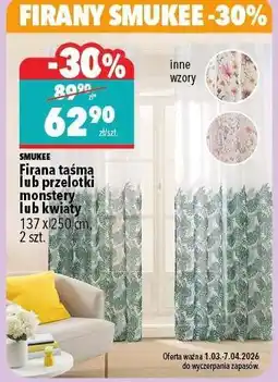 Biedronka Firana taśma lub przelotki monstery lub kwiaty oferta