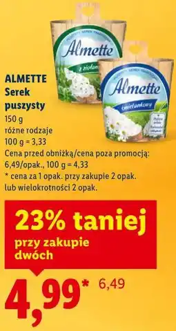 Lidl ALMETTE Serek puszysty 150 g różne rodzaje oferta