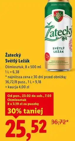 Lidl Piwo Žatecký Světlý Ležák Ośmiosztuk oferta