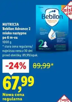Lidl NUTRICIA Bebilon Advance 2 mleko następne po 6 m-cu oferta