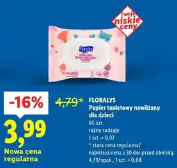 Lidl Floralys Papier toaletowy nawilżany dla dzieci 60 szt. (różne rodzaje) oferta