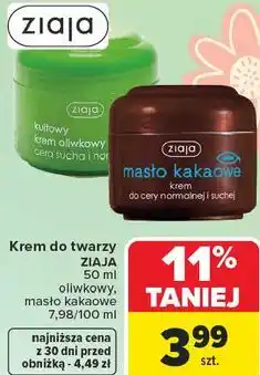Carrefour Krem do twarzy Ziaja 50 ml oliwkowy, masło kakaowe oferta