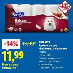Lidl Floralys Papier toaletowy z balsamem, 3-warstwowy 10 rolek oferta