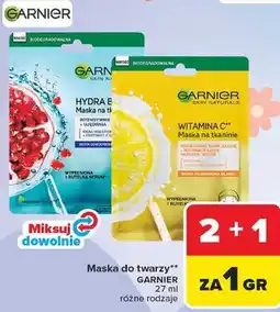 Carrefour Maska do twarzy GARNIER 27 ml (różne rodzaje) oferta