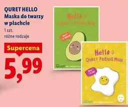 Lidl QURET HELLO Maska do twarzy w płachcie oferta