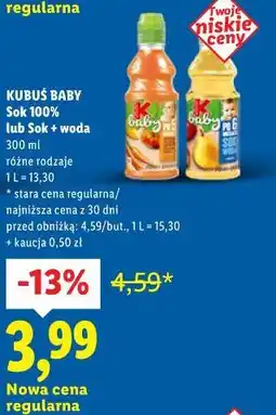 Lidl KUBUŚ BABY Sok 100% lub Sok + woda oferta