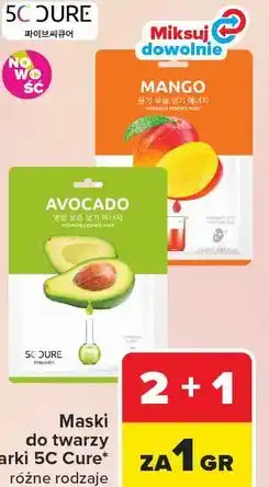 Carrefour Maski do twarzy marki 5C Cure różne rodzaje oferta