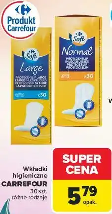Carrefour Wkładki higieniczne CARREFOUR 30 szt. różne rodzaje oferta