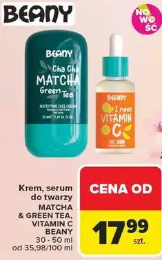 Carrefour Krem, serum do twarzy Matcha & Green Tea, Vitamin C Beany oferta