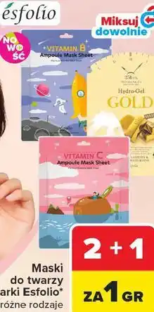 Carrefour Maski do twarzy marki Esfolio różne rodzaje oferta
