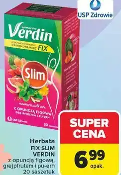 Carrefour Herbata FIX SLIM VERDIN z opuncją figową, grejpfrutem i pu-erh 20 saszetek oferta