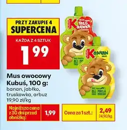 Biedronka Mus owocowy banan, jabłko, truskawka, arbuz oferta