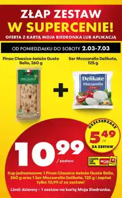 Biedronka Zestaw: pinsa Classica świeża + ser Mozzarella oferta