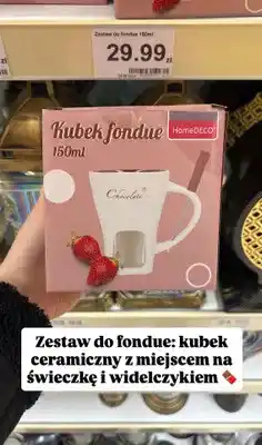 Dino Zestaw do fondue kubek ceramiczny z miejscem na świeczkę i widelczykiem oferta