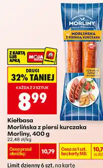 Biedronka Kiełbasa Morlińska z piersi kurczaka Morliny oferta