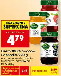 Biedronka Dżem 100% owoców Rapsodia, 220 g: czarna porzeczka, wiśnia, truskawka, brzoskwinia oferta