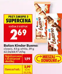 Biedronka Baton Kinder Bueno: classic, 43 g white, 39 g oferta