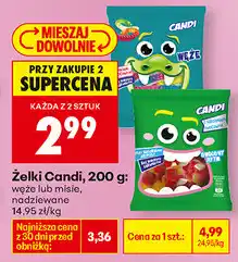 Biedronka Żelki Candi, 200 g: węże lub misie, nadziewane oferta