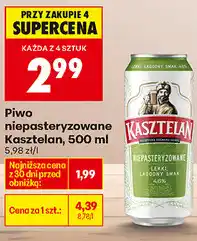 Biedronka Piwo niepasteryzowane Kasztelan oferta