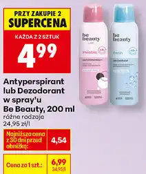 Biedronka Antyperspirant lub Dezodorant w spray'u Be Beauty, 200 ml (różne rodzaje) oferta