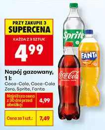 Biedronka Napój gazowany, 1 l: Coca-Cola, Coca-Cola Zero, Sprite, Fanta oferta