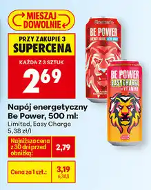 Biedronka Napój energetyczny Be Power, 500 ml: Limited, Easy Charge oferta