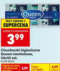 Biedronka Chusteczki higieniczne Queen mentolowe, 10x10 szt oferta