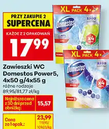 Biedronka Zawieszki WC Domestos Power5, 4x50 g/4x55 g oferta