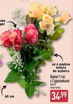 ALDI Bukiet 7 róż z 2 gipsówkami różne kolory oferta